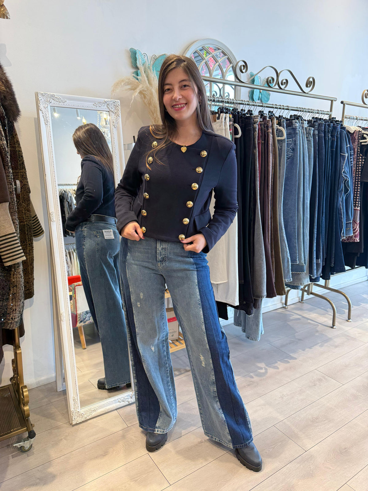 Jeans Italiano palazzo - Azul / S