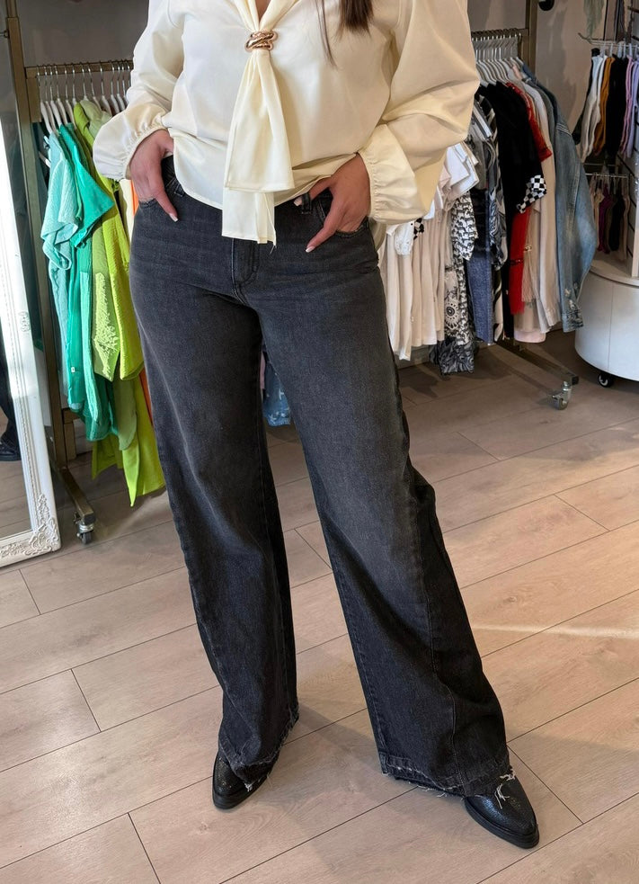 Jeans italiano aplicación pierna - Gris / S